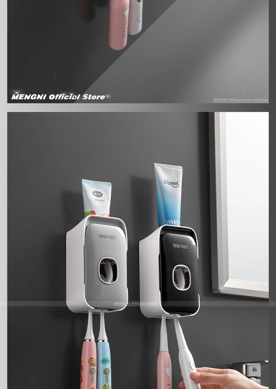 Toothpaste Dispenser Toothbrush Holder